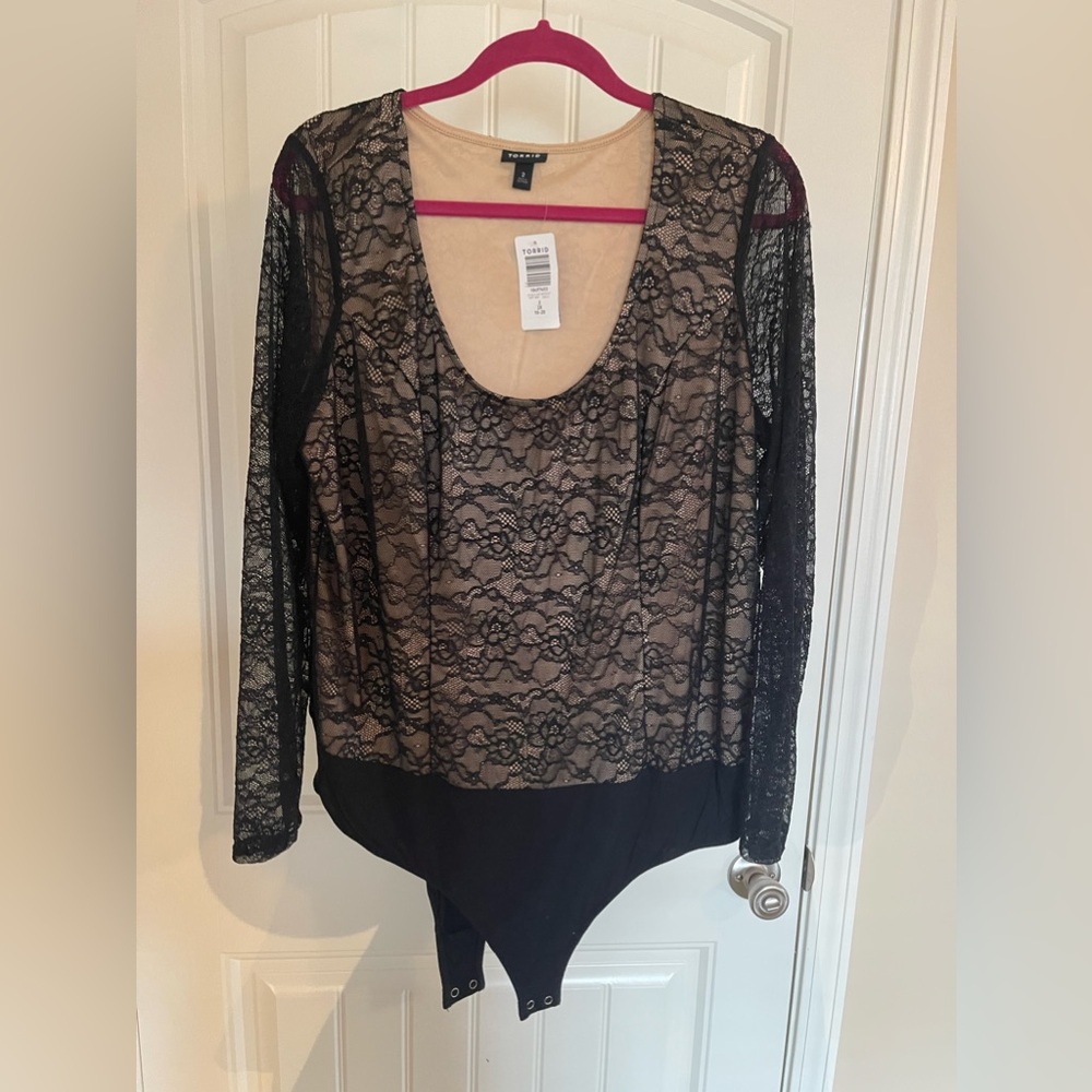 NWT lined black lace bodysuit